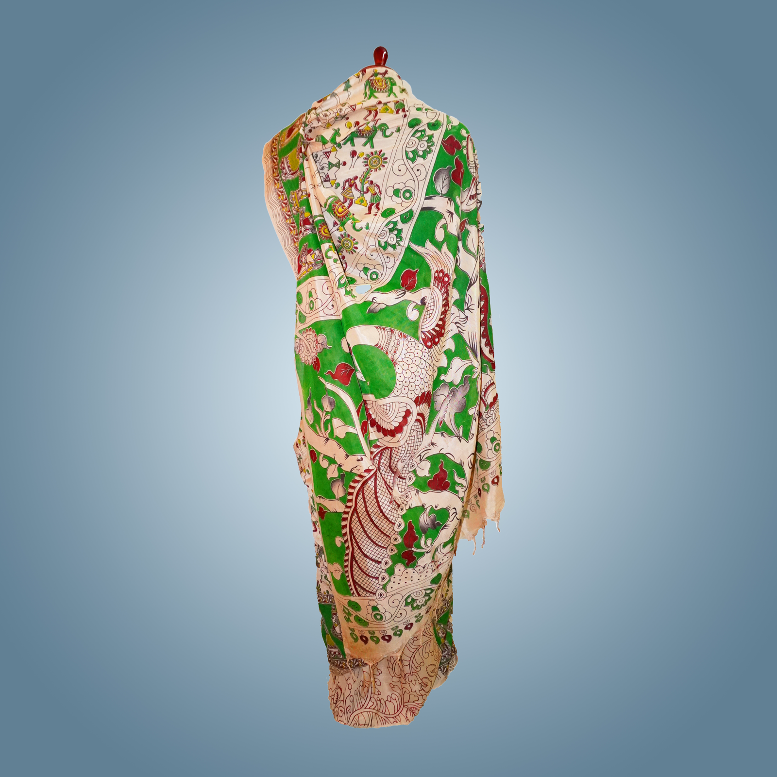 Nature Inspired Kalamkari Silk Saree - Image 3